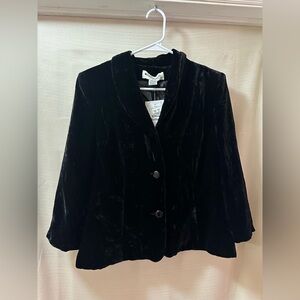 Appleseed’s Black Velvet Jacket Women’s 12 Silk Blend Shoulder Pads